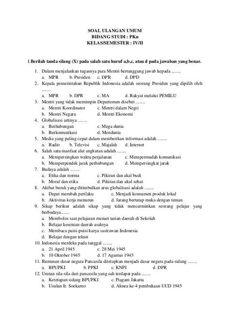 Ulangan PKN Siswa SD Indonesia