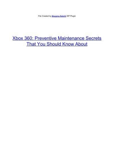 Xbox Preventative Maintenance