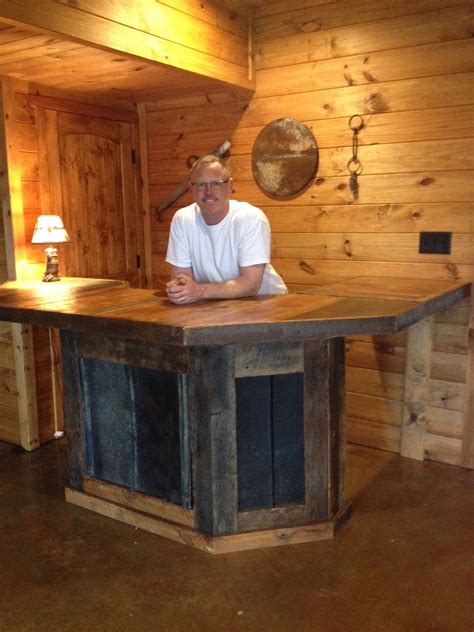 Barn Wood Bar with Blue Accents