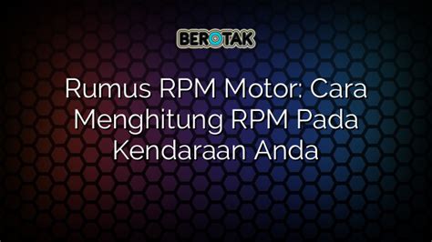 Cara Mengukur RPM pada Kendaraan