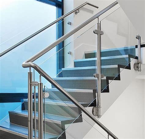 glass stainless steel wood banister