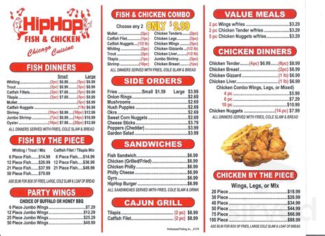 Hip Hop Fish and Chicken Menu