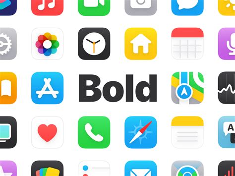 Icon Bold Berbentuk dan Flat Design