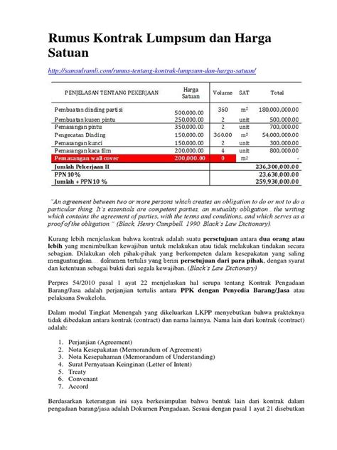 Perbedaan Kontrak Lumpsum dan Harga Satuan dalam Proyek Konstruksi di Indonesia