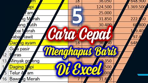 menambah dan menghapus rows pada excel