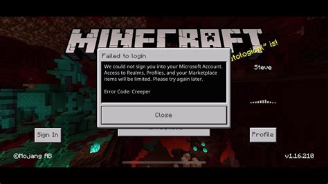 Failed to create profile Minecraft
