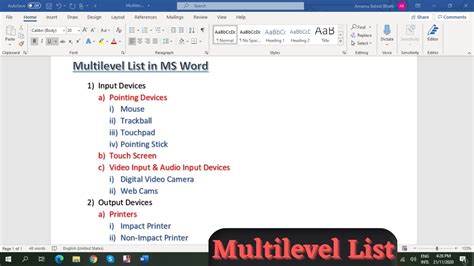 Panduan Menggunakan Multilevel List di Microsoft Word