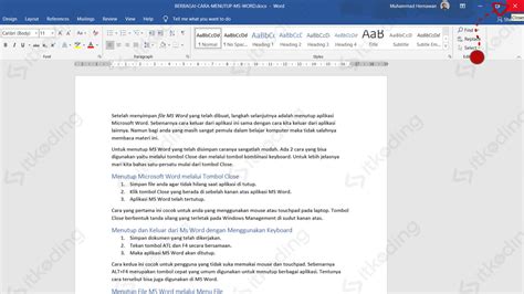 Perintah Keluar dari Microsoft Word