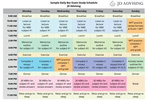 study schedule