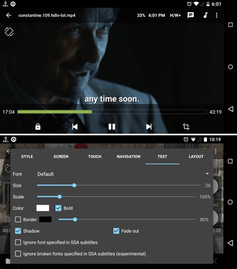 Subtitle di Android Video Player