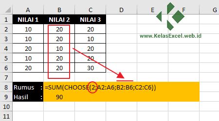 Cara Menggunakan Fungsi Choose pada Excel