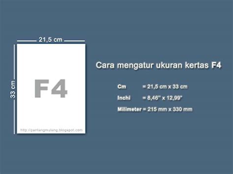 ukuran kertas F4 di Word