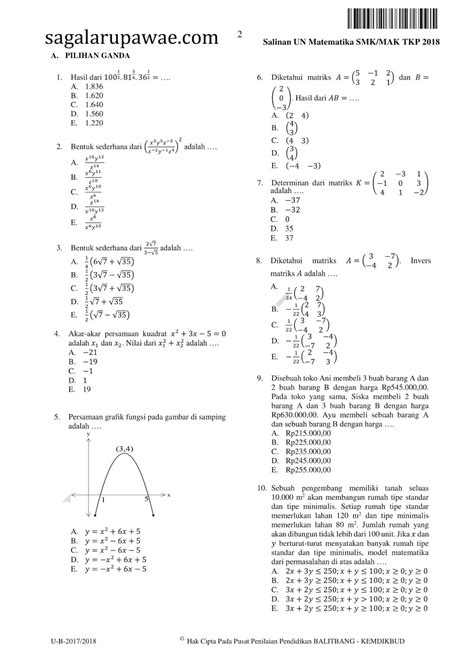 Struktur Soal UN Matematika SMK Teknik
