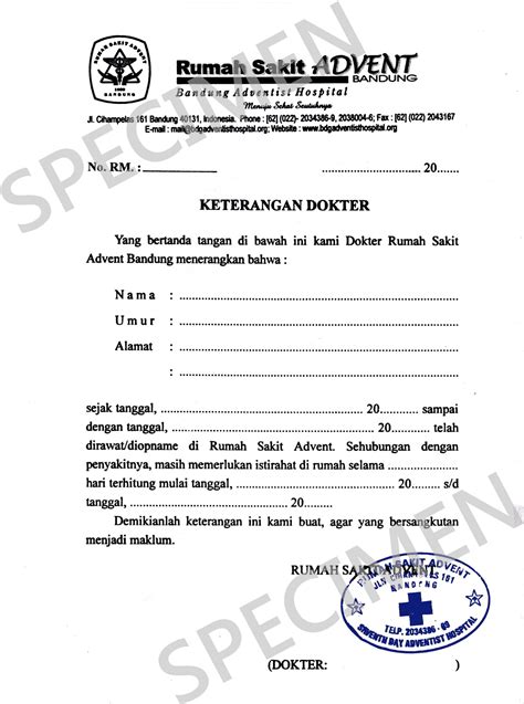 Contoh Surat Sakit Dokter Nama Perusahaan