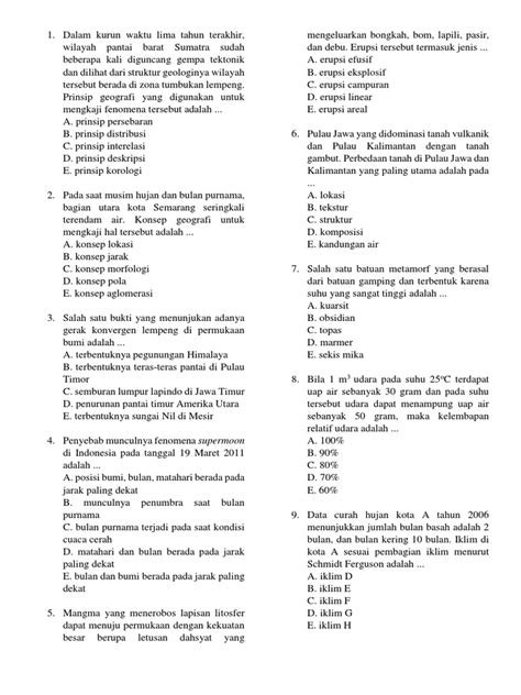 Latihan Soal UN Geografi