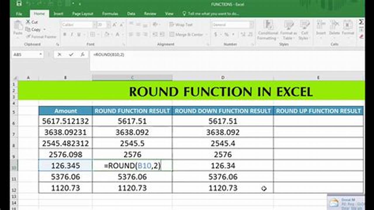 Cara menggunakan fungsi RoundUp di Excel
