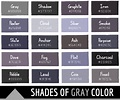 136 Shades of Gray: Color Names, Hex, RGB, CMYK Codes - Color Meanings