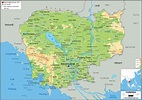 Cambodia Physical Wall Map by GraphiOgre - MapSales