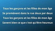 Françoise Hardy - Tous les garçons et les filles (paroles) - YouTube