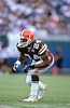 Corey Fuller of the Cleveland Browns gets ready to move during the ...