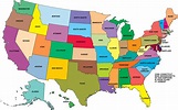 Karten USA mit Straßenkarte und Bevölkerungsdichte Bundesstaaten