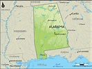 Detailed Clear Large Road Map of Alabama Topography and Physical ...