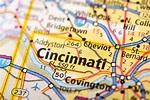 Cincinnati, Ohio en mapa foto de archivo. Imagen de colorido - 87763160