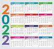 Vetor colorido do calendário 2022 3123857 Vetor no Vecteezy