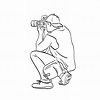 line art rear view of male photographer shooting with dslr camera ...