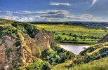 Landscape across the river at Theodore Roosevelt National Park, North ...
