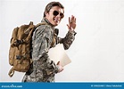 Glad Young Male Soldier Waving Goodbye Stock Photo - Image of happy ...