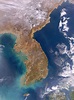 Large satellite map of Korean Peninsula | South Korea | Asia | Mapsland ...