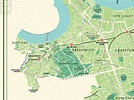 Greenwich (London borough) retro map giclee print – Mike Hall Maps ...