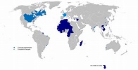 Extent of the French colonial empire (16th century to current days ...