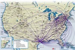 Continental Airlines route map - domestic routes
