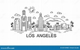 Los Angeles Holiday Travel Line Drawing. Modern Flat Style LA ...