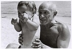 [Pablo Picasso and his son Claude at the beach, Golfe-Juan, France ...