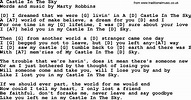 A Castle In The Sky, by Marty Robbins - lyrics and chords