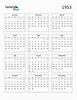 1953 Calendar (PDF, Word, Excel)