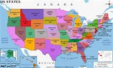 US State Map, 50 States Map, US Map with State Names, USA Map with States