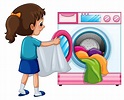 Young girl doing laundry 520211 Vector Art at Vecteezy