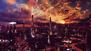 Cityscape view of city during nighttime, night, artwork, futuristic ...