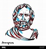 Anaxagoras engraved vector portrait with ink contours on white ...