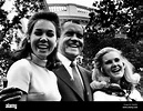 U.S. President Richard Nixon (center), with his daughters Julie ...