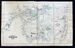 1879 Hand-Colored Street Map of Hingham Massachusetts w PROPERTY OWNER ...