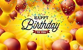 Happy Birthday Vector Illustration with Balloons, Typography and ...