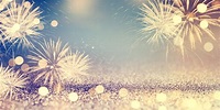 Fireworks and bokeh in New Year eve and space for text. Abstract ...