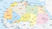 Mapa de los países en los que se encuentra el Sáhara