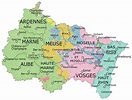 Région de France : Carte du Grand Est avec les villes