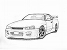 Nissan Gtr Drawing Sketch - Draw easy